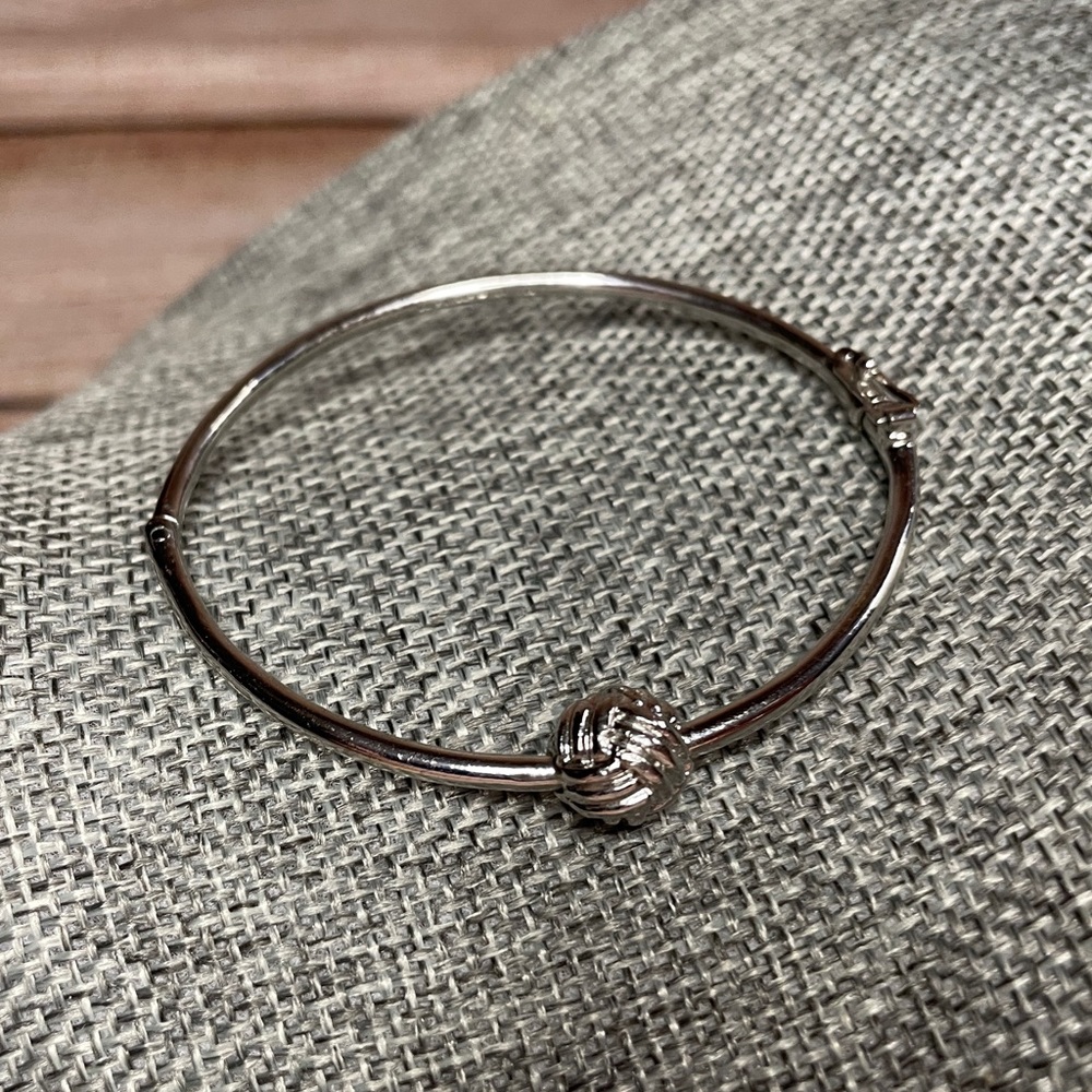 Kate Spade “Knotted Rope” Silver Hinged Bangle
